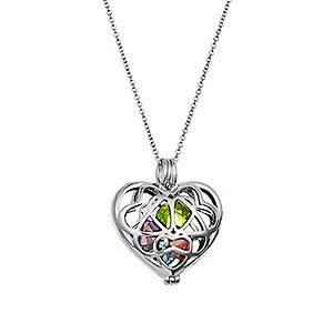 Personalized Interlocking Hearts with Birthstone Locket - Sterling Silver - 31856D
