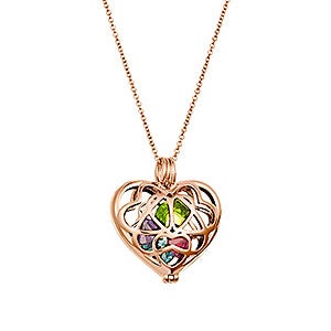 Personalized Interlocking Hearts with Birthstone Locket - Rose Gold - 31856D-RG