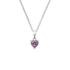 Custom Heart Birthstone Sterling Silver Necklace - 1 Stone - 31857D-1SS