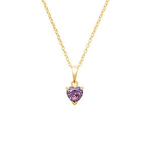 Custom Heart Birthstone Gold Necklace - 1 Stone - 31857D-1GD