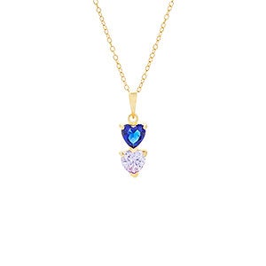 Custom Heart Birthstone Gold Necklace - 2 Stones - 31857D-2GD
