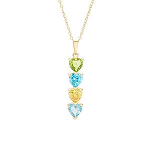 Custom Heart Birthstone Gold Necklace - 4 Stones - 31857D-4GD