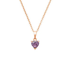 Custom Heart Birthstone Rose Gold Necklace - 1 Stone - 31857D-1RG