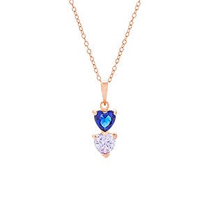 Custom Heart Birthstone Rose Gold Necklace - 2 Stones - 31857D-2RG