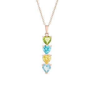 Custom Heart Birthstone Rose Gold Necklace - 4 Stones - 31857D-4RG