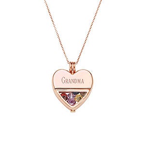 Engraved Glass Heart Birthstone Locket - Rose Gold - 31860D-RG