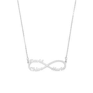 Infinity Name Custom Sterling Silver Necklace - 3 Names - 31861D-3SS