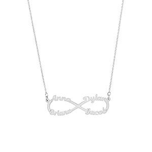 Infinity Name Custom Sterling Silver Necklace - 4 Names - 31861D-4SS