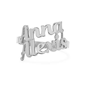 Script Double Name Personalized Ring - Sterling Silver - 31862D-S