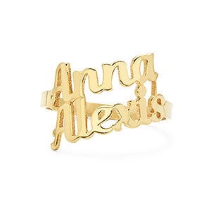Script Double Name Personalized Ring - Gold - 31862D-GD