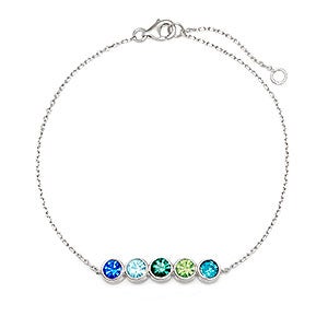 Custom Bezel Set Birthstone Sterling Silver Bracelet - 5 Stones - 31866D-5SS