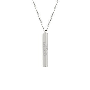 Engraved Vertical Square Necklace - Sterling Silver - 31867D-S