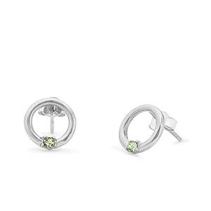 Eternity Circle Custom Sterling Silver Birthstone Earrings - 1 Stone - 31868D-1SS