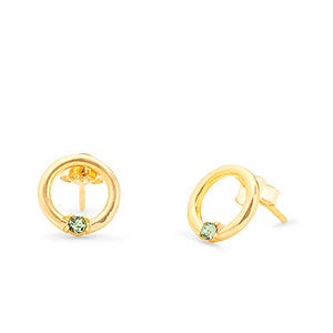 Eternity Circle Custom Gold Birthstone Earrings - 1 Stone - 31868D-1GD