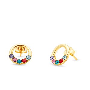 Eternity Circle Custom Gold Birthstone Earrings - 5 Stones - 31868D-5GD