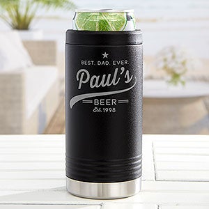 Father’s Day Personalized Stainless Insulated Skinny Can Holder - Black - 31888-B