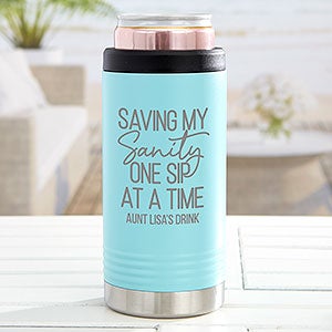 Saving Mom’s Sanity Personalized Stainless Insulated Skinny Can Holder - Teal - 31889-T