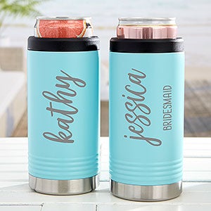 Scripty Style Stainless Insulated Skinny Can Holder Teal - 31890-T