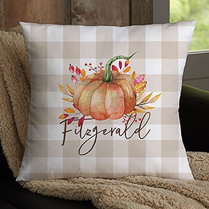 Autumn Watercolor Personalized 18x18 Velvet Throw Pillow - 31897-LV