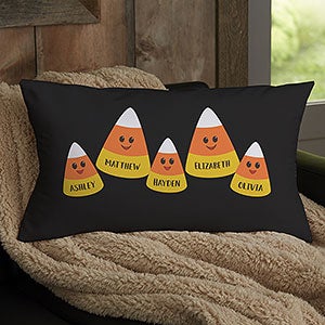 Candy Corn Family Personalized Halloween Lumbar Throw Pillow - 31898-LB