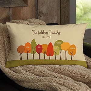 Fall Family Trees Personalized Lumbar Velvet Throw Pillow - 31899-LBV