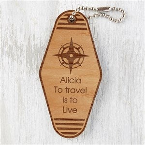 Choose Your Icon Personalized Wood Motel Keychain- Natural - 31917-N