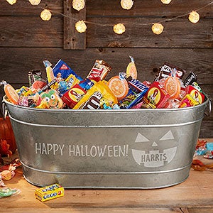 Jack-o-Lantern Personalized Halloween Candy Tub - 31921