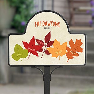 Fall Family Leaf Character Personalized Magnetic Garden Sign - 31926