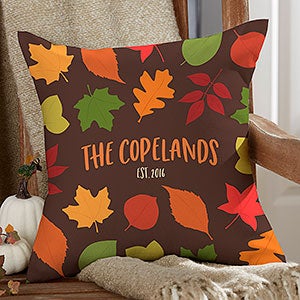 Fall Family Leaf Character Personalized Outdoor Throw Pillow - 16x16 - 31929