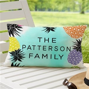 Pineapple Party Personalized Lumbar Outdoor Throw Pillow 12x22