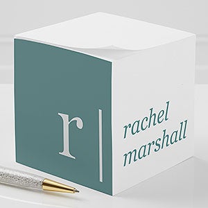 Modern Monogram Personalized Paper Note Cube - 31937