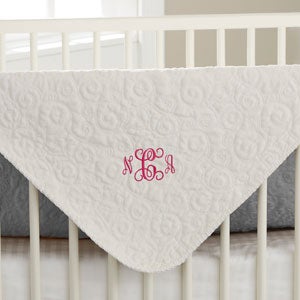 Baby Monogram Embroidered 30x40 Quilted Baby Blanket - 31947