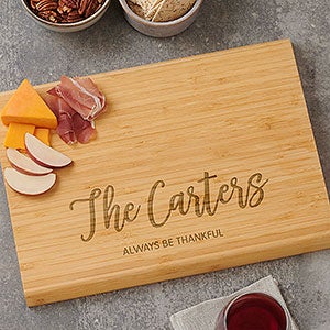 Seasonally Script Personalized Bamboo Cutting Board - 10x14 - 31951