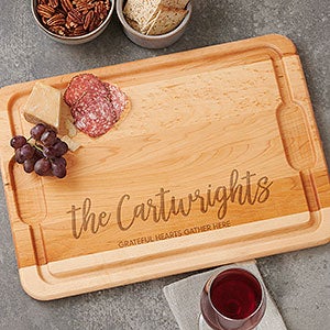 Seasonally Script Personalized Hardwood Charcuterie Board- 12x17 - 31952