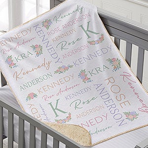 Blooming Baby Girl Personalized 30x40 Sherpa  Blanket - 31963-SS