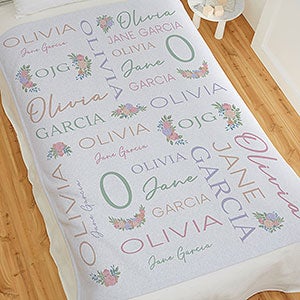 Blooming Baby Girl Personalized 50x60 Sweatshirt Blanket - 31963-SW