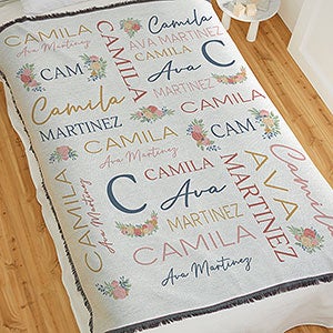 Blooming Baby Girl Personalized 56x60 Woven Throw  Blanket - 31963-A