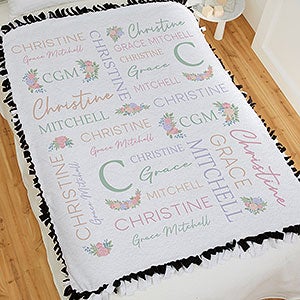 Blooming Baby Girl Personalized 50x60 Tie Blanket - 31963-T