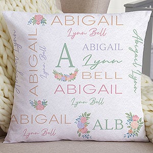 Blooming Baby Girl Personalized 18x18 Throw Pillow - 31968-L