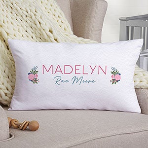 Blooming Baby Girl Personalized Lumbar Throw Pillow - 31968-LB