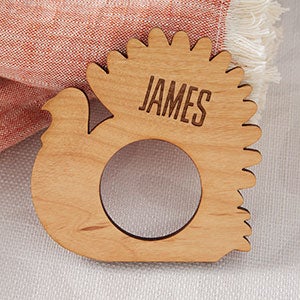 Gather & Gobble Personalized Natural Wood Napkin Ring - 31969-N