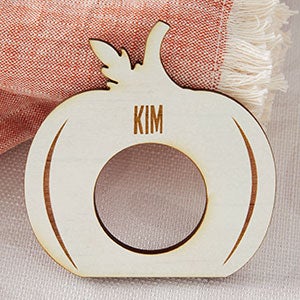 Gather & Gobble Personalized Wooden Napkin Ring-Whitewashed - 31969-W