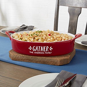 Gather & Gobble Personalized Classic Oval Baking Dish - Red - 31981R-O