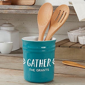 Gather & Gobble Personalized Classic Utensil Holder- Turquoise - 31984-U