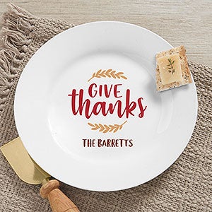Give Thanks Personalized Thanksgiving Appetizer Plate - 31996