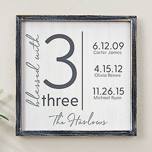 Blessed With Personalized Blackwashed Barnwood Frame Wall Art 12x12 - 32018B-12x12