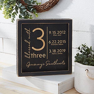Blessed With Personalized Distressed Black Wood Wall Art- 8x 8 - 32019-8x8