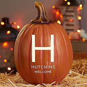 Family Initial Personalized Pumpkin - Large Orange - 32038-L