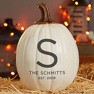 Family Initial Personalized Pumpkins- Large Cream - 32038-LC