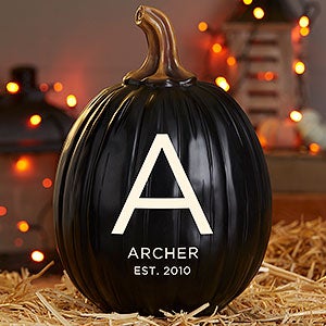 Family Initial Personalized Pumpkins- Large Black - 32038-LB